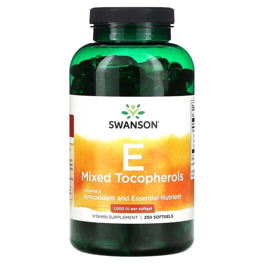 Основне фото товара Vitamin E Mixed Tocopherols 1000, Вітамін E Токофероли, 250 капсу