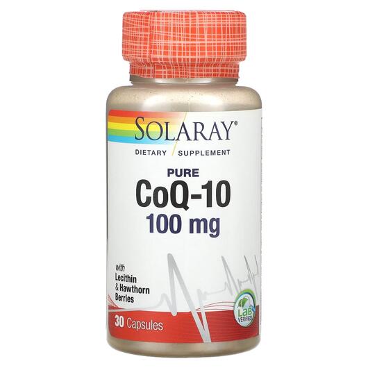 Основне фото товара Solaray, Pure CoQ10 100 mg, Коензим CoQ10, 30 капсул