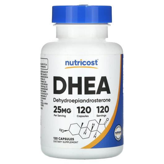 Основне фото товара Nutricost, DHEA 25 mg, Дегідроепіандростерон, 120 капсул