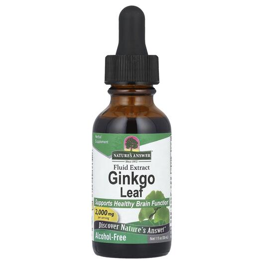 Основне фото товара Nature's Answer, Ginkgo Alcohol-Free 500 mg, Трави, 30 мл