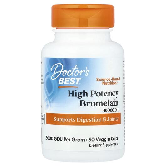 Основне фото товара Bromelain 500 mg, Бромелайн 500 мг 3000 GDU, 90 капсул