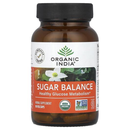 Основне фото товара Organic India, Sugar Balance, Підтримка рівня цукру, 90 капсул