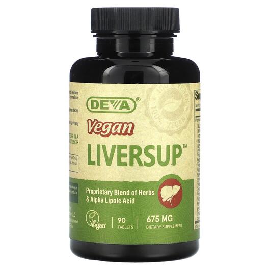 Основне фото товара Deva, Vegan Liversup 675 mg, Підтримка печінки, 90 таблеток