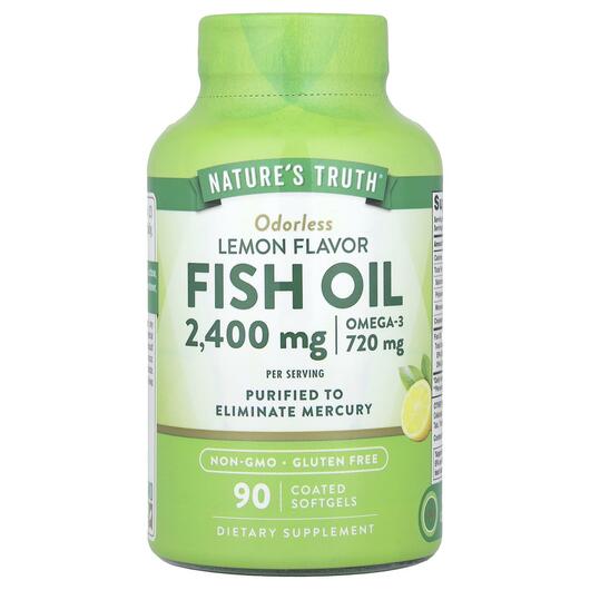Основне фото товара Odorless Fish Oil Natural Lemon 2400 mg, Омега 3, 90 капсул