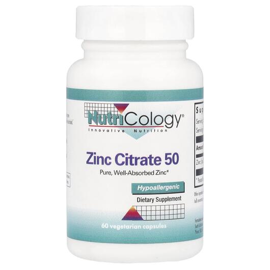 Основне фото товара Nutricology, Zinc Citrate 50 mg, Цитрат Цинку 50 мг, 60 капсул
