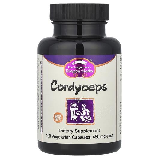 Основне фото товара Dragon Herbs, Cordyceps 500 mg, Гриби Кордицепс, 100 капсул
