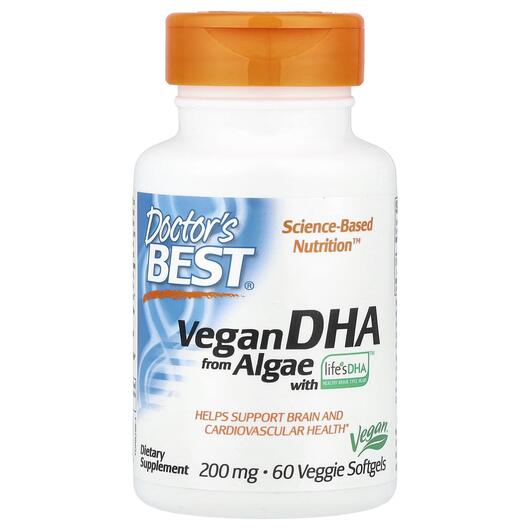 Основне фото товара Vegetarian DHA 200 mg, Вегетаріанська DHA 200 мг, 60 капсул