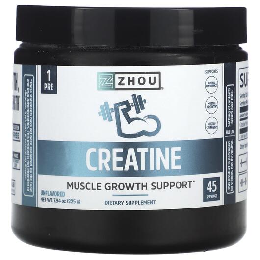 Основне фото товара Zhou Nutrition, Creatine Unflavored, Креатин, 225 г