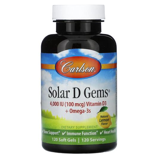 Основне фото товара Solar D Gems 4000 IU 100 mcg Vitamin D3 plus Omega-3s, Омега 3, 1
