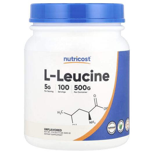 Основне фото товара Nutricost, L-Leucine Unflavored, L-Лейцин, 500 г