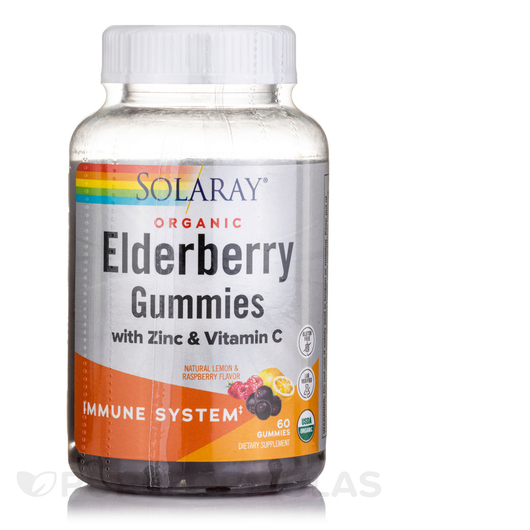 Основне фото товара Organic Elderberry Gummies with Zinc, Вітамін C Жувальний, 60 таб