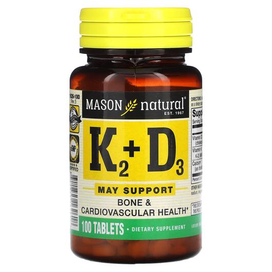 Основне фото товара Vitamin K2 Plus Vitamin D3 100 mcg, Вітаміни D3 K2, 100 таблеток