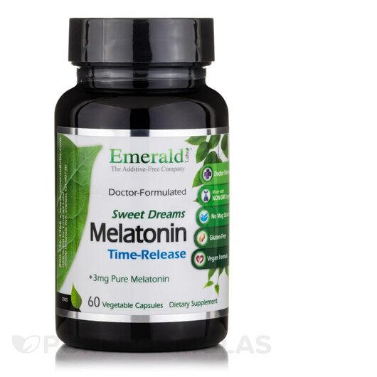 Основне фото товара Emerald, Sweet Dream Melatonin Time-Release, Мелатонін, 60 капсул