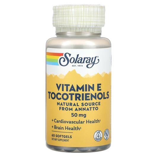 Основне фото товара Solaray, Vitamine E Tocotrienols 50 mg, Токотрієноли, 60 капсул