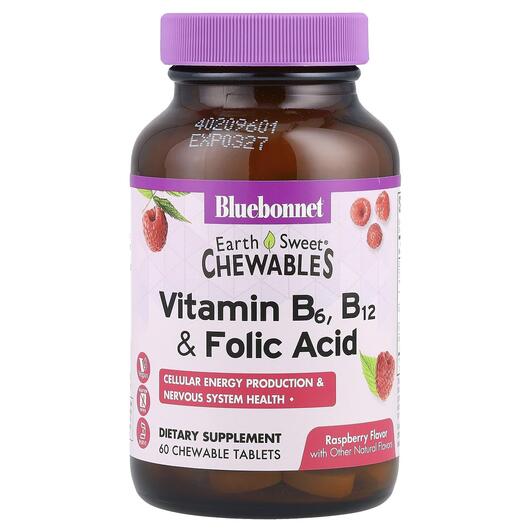 Основне фото товара Chewables B6 B12 Folic Acid, Витаміни B6 B12 Фолієва, 60 конфет