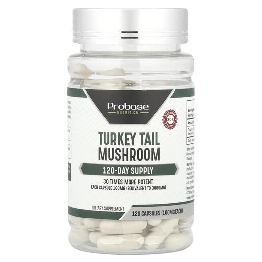 Основне фото товара Turkey Tail Mushroom 100 mg, Гриби Хвіст Індички, 120 капсул