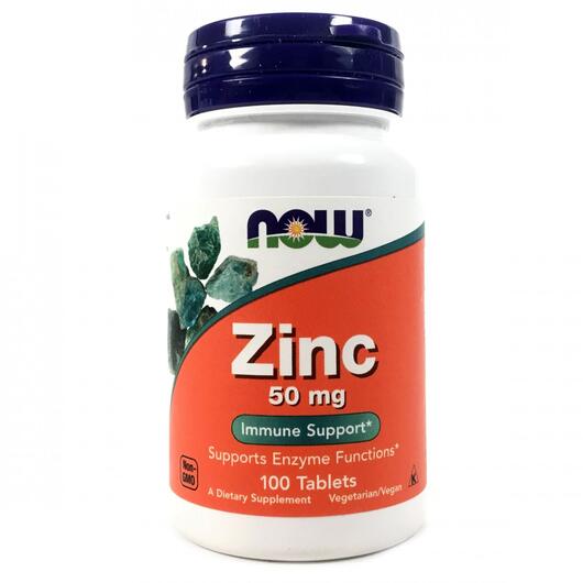 Основне фото товара NOW, Zinc Gluconate, Глюконат цинку 50 мг, 100 таблеток