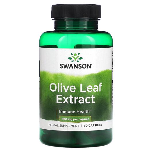 Основне фото товара Swanson, Olive Leaf Extract 500 mg, Листя оливи, 60 капсул