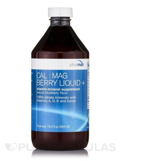 Основне фото товара Cal:Mag Berry Liquid+ Natural Blueberry Flavor, Кальцій Магній, 4