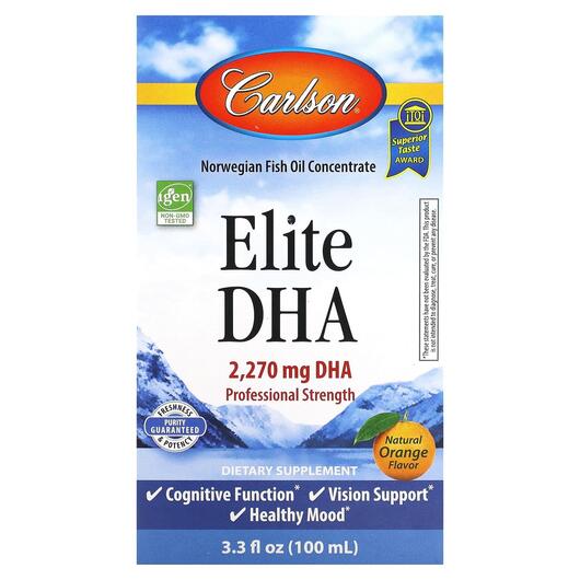 Основне фото товара Carlson, Elite DHA Natural Orange 2270 mg, ДГК, 100 мл