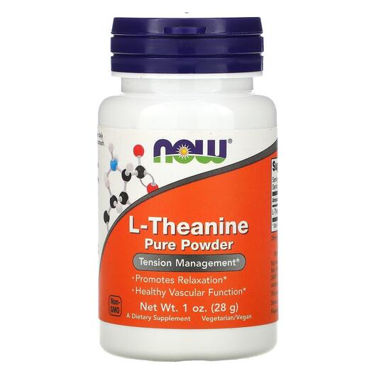 Основне фото товара NOW, L-Theanine Powder, L-Теанін у порошку, 28 г