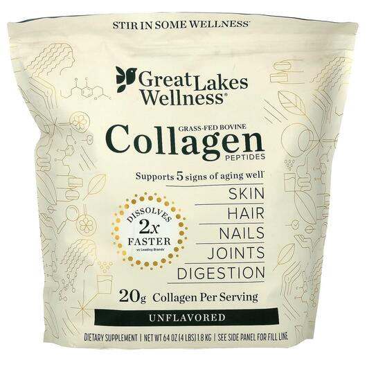 Основне фото товара Grass-Fed Bovine Collagen Peptides Unflavored, Колаген, 1.8 кг