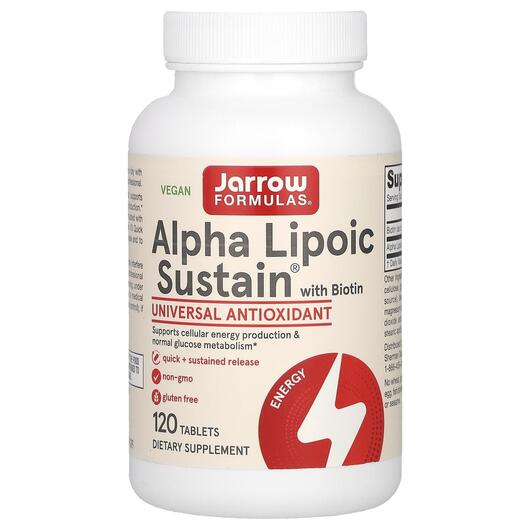 Основне фото товара Alpha Lipoic Sustain, Альфа-ліпоєва з біотином, 120 таблеток