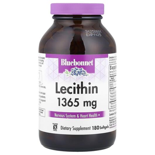 Основне фото товара Natural Lecithin 1365 mg, Лецитин 1365 мг, 180 капсул