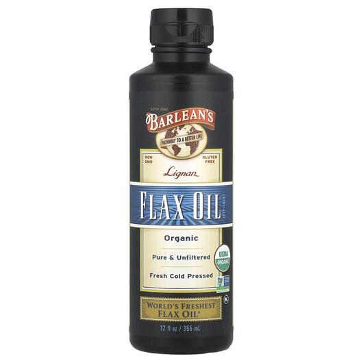 Основне фото товара Barlean's, Organic Lignan Flax Oil, Лляна олія, 355 мл