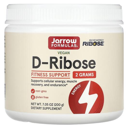 Основне фото товара Jarrow Formulas, D-Ribose Powder, D-рибоза в порошку, 200 г