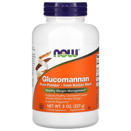 Основне фото товара NOW, Glucomannan Pure Powder, Глюкоманан, 227 г