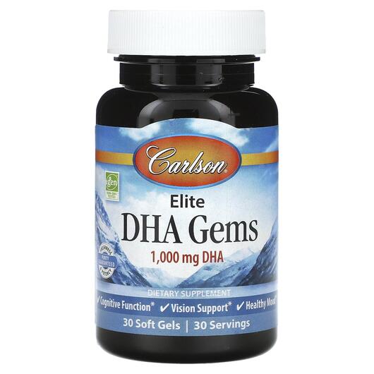 Основне фото товара Carlson, Elite DHA Gems 1000 mg, ДГК, 30 капсул