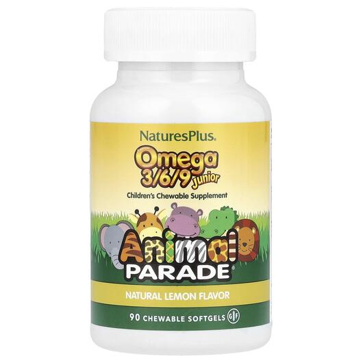 Основне фото товара Natures Plus, Omega 3-6-9 Junior Lemon, Омега ЕПК ДГК, 90 капсул