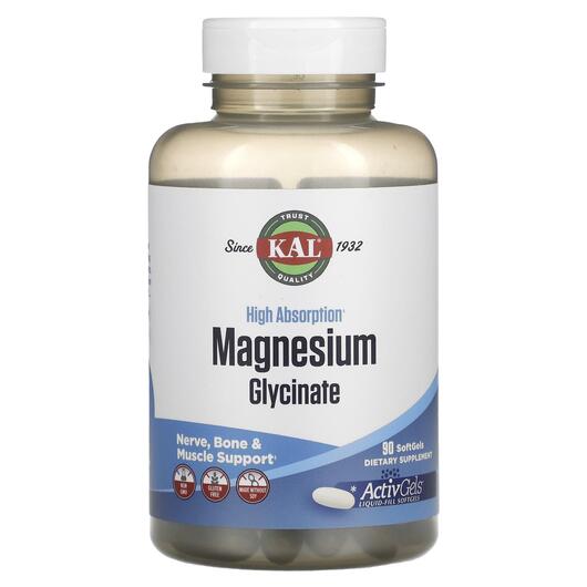Основне фото товара KAL, Magnesium Glycinate, Гліцинат Магнію, 90 капсул