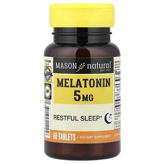 Основне фото товара Mason, Melatonin 5 mg, Мелатонін, 60 таблеток