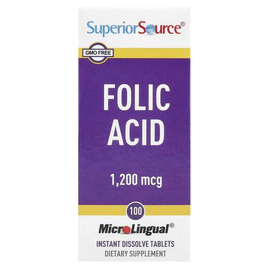 Основне фото товара Folic Acid 1200 mcg 100, Вітамін B9 Фолієва кислота, 100 таблеток