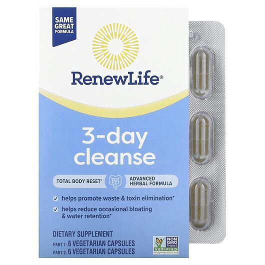 Основне фото товара Renew Life, 3-Day Cleanse, Детокс та очищення, 12 капсул