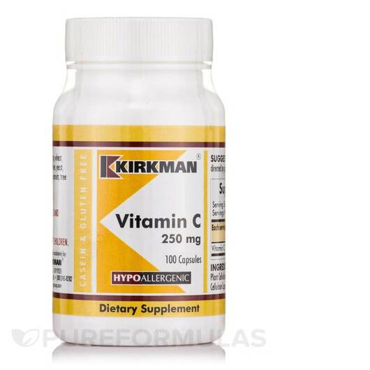 Основне фото товара Kirkman, Vitamin C 250 mg Hypoallergenic, Вітамін C, 100 капсул
