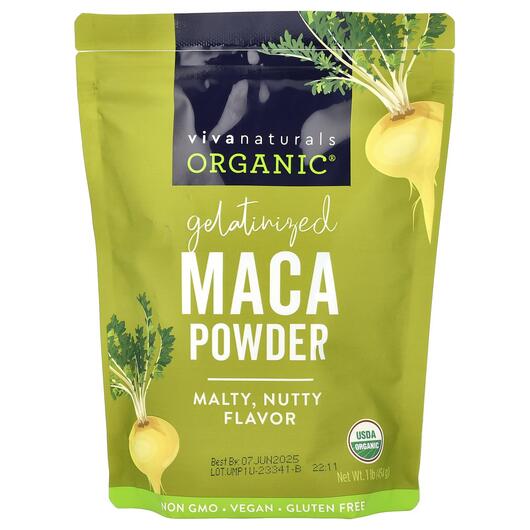 Основне фото товара Viva Naturals, Organic Gelatinized Maca Powder, Мака, 454 г