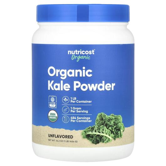 Основне фото товара Nutricost, Organic Kale Powder Unflavored, Кудрява капуста, 454 г