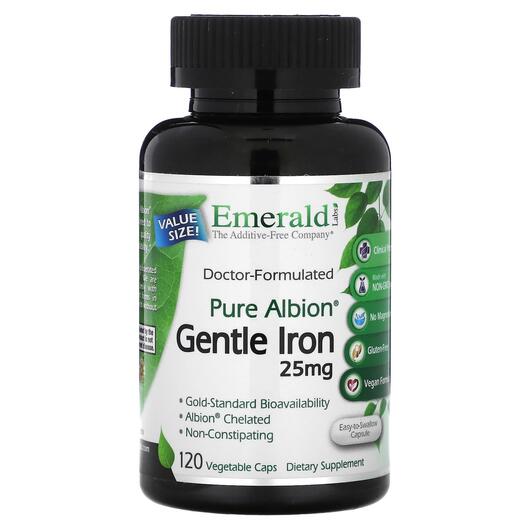 Основне фото товара Emerald, Pure Albion Gentle Iron 25 mg, Залізо, 120 капсул