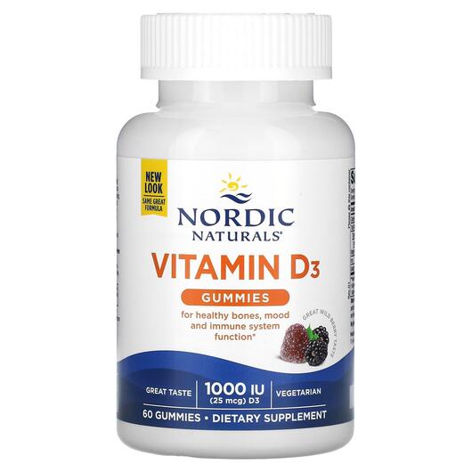 Основне фото товара Vitamin D3 Gummies Wild Berry, Вітамін D3 Холекальциферол, 60 таб
