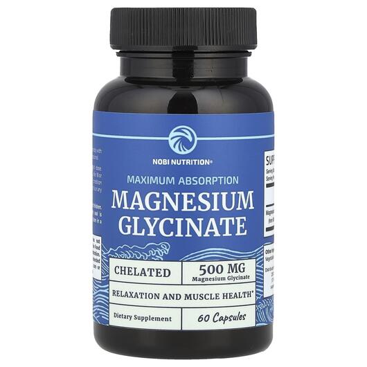 Основне фото товара Nobi Nutrition, Magnesium Glycinate, Гліцинат магнію, 60 капсул