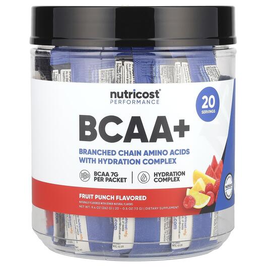 Основне фото товара Nutricost, Performance BCAA+ Fruit Punch, БЦАА, 20 шт