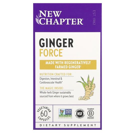 Основне фото товара New Chapter, Ginger Force, Корінь Імбиру, 60 капсул