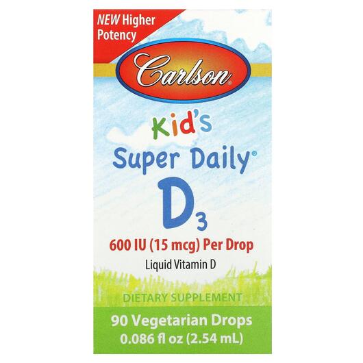 Основне фото товара Kid's Super Daily D3 15 mcg 600, Вітамін D3 Холекальциферол,
