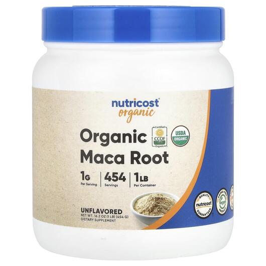Основне фото товара Nutricost, Organic Maca Root Unflavored, Мака, 454 г