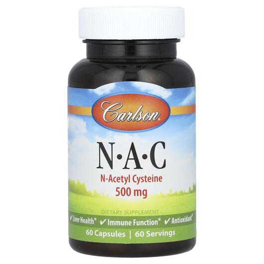 Основне фото товара Carlson, NAC 500 mg, N-ацетилцистеїн, 60 капсул