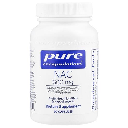 Основне фото товара Pure Encapsulations, NAC 600 mg, N-ацетилцистеїн, 90 капсул