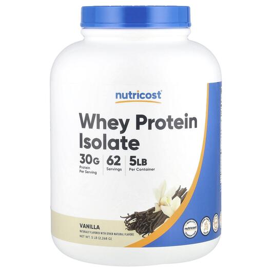 Основне фото товара Nutricost, Whey Protein Isolate Vanilla, Протеїн Ізолят, 2268 г